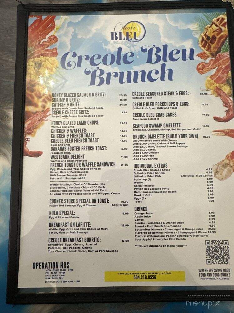Creole Bleu Cafe - Marrero, LA menu_pic