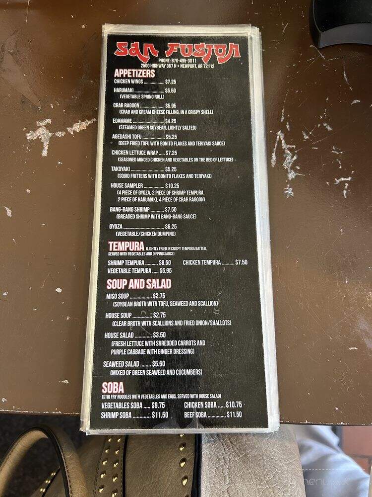 San Fusion - Newport, AR menu_pic