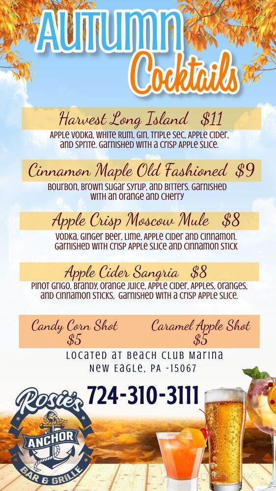 Rosie's Anchor Bar & Grille - New Eagle, PA menu_pic