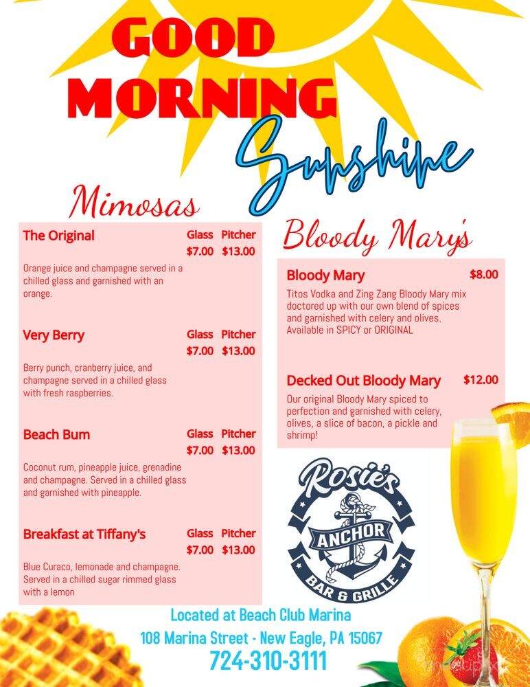 Rosie's Anchor Bar & Grille - New Eagle, PA menu_pic