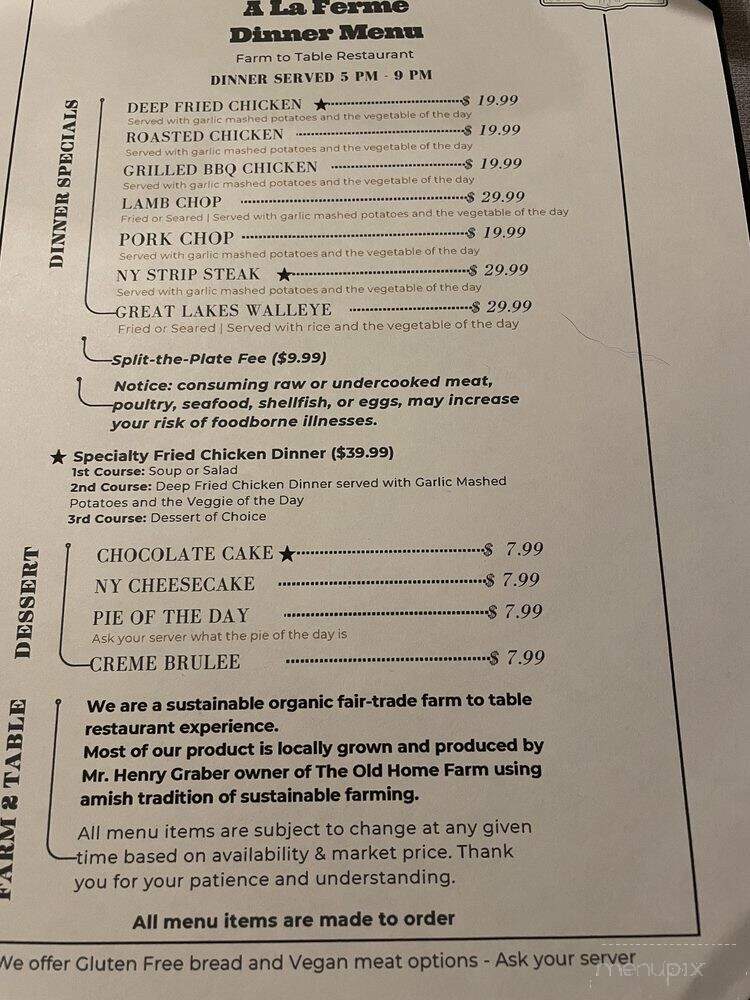A La Ferme - Portage, MI menu_pic