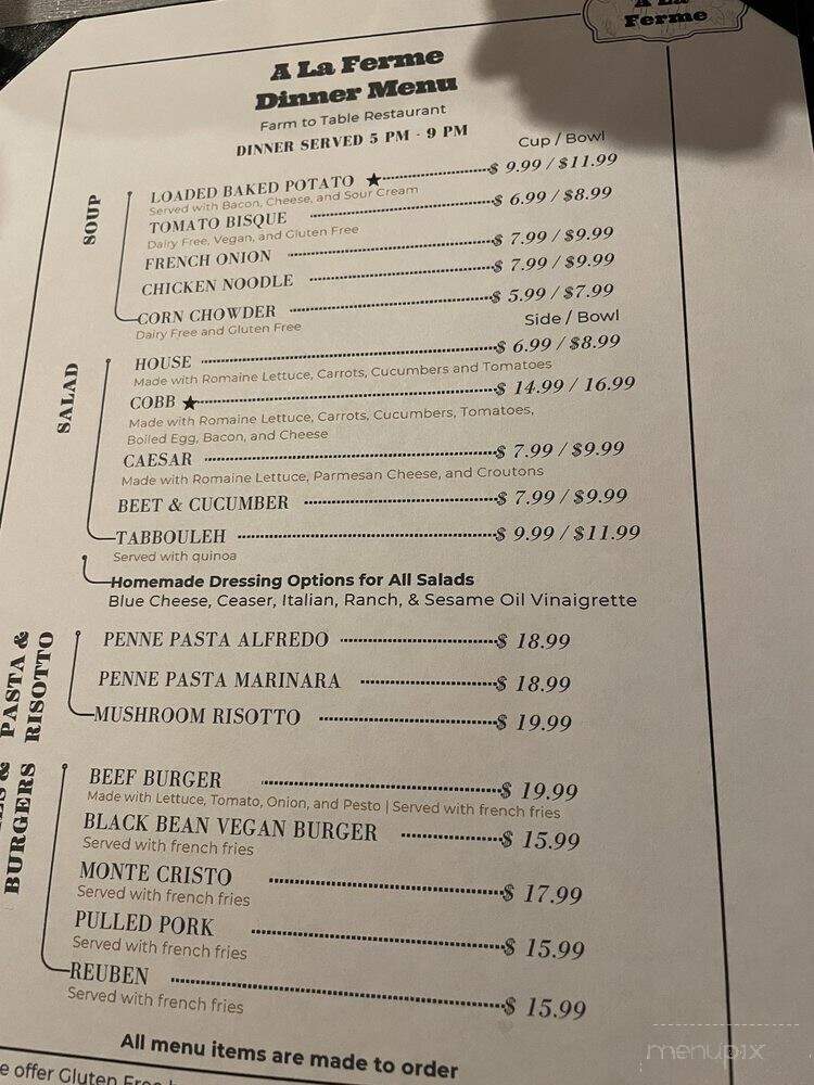 A La Ferme - Portage, MI menu_pic