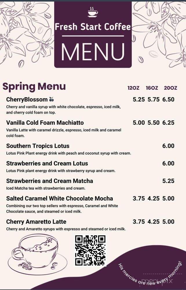 Fresh Start Coffee - Savannah, TN menu_pic