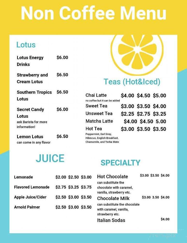 Fresh Start Coffee - Savannah, TN menu_pic