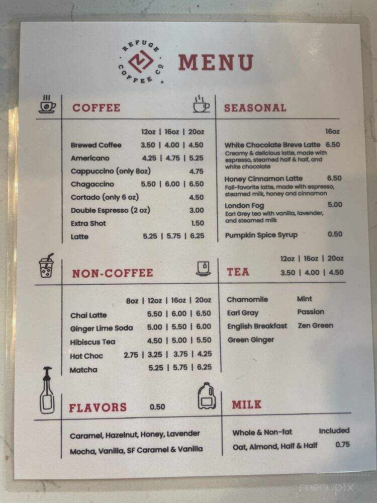 Refuge Coffee - Norcross, GA menu_pic