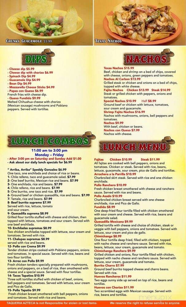 Taqueria Azteca - Elizabethtown, KY menu_pic