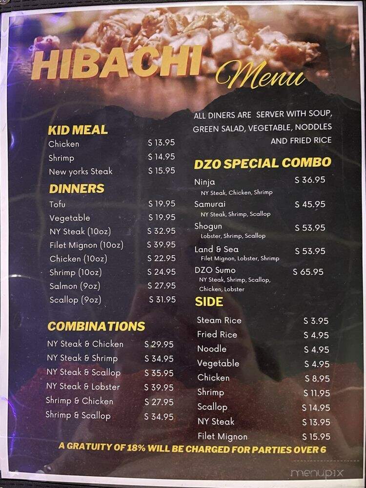 Dzo Pho Sushi Hibachi - Kenneth City, FL menu_pic