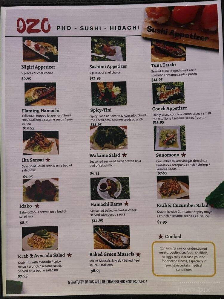 Dzo Pho Sushi Hibachi - Kenneth City, FL menu_pic