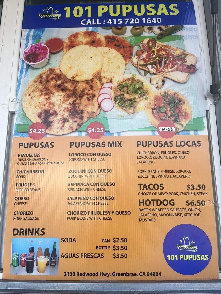 101 Pupusas - Greenbrae, CA menu_pic