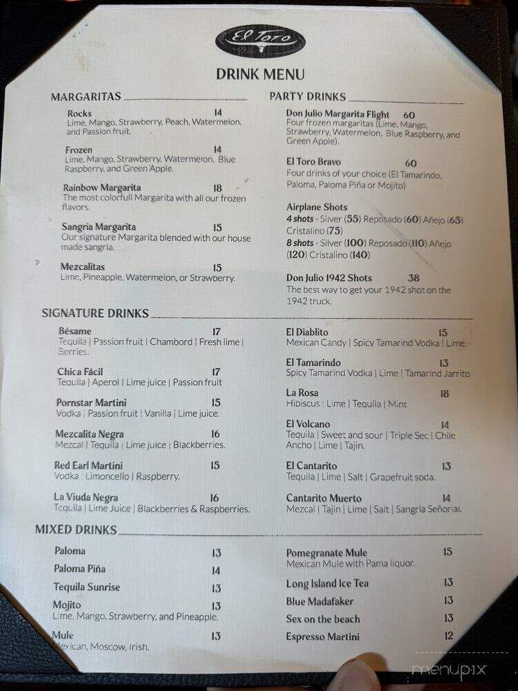 El Toro Prime - Indianapolis, IN menu_pic