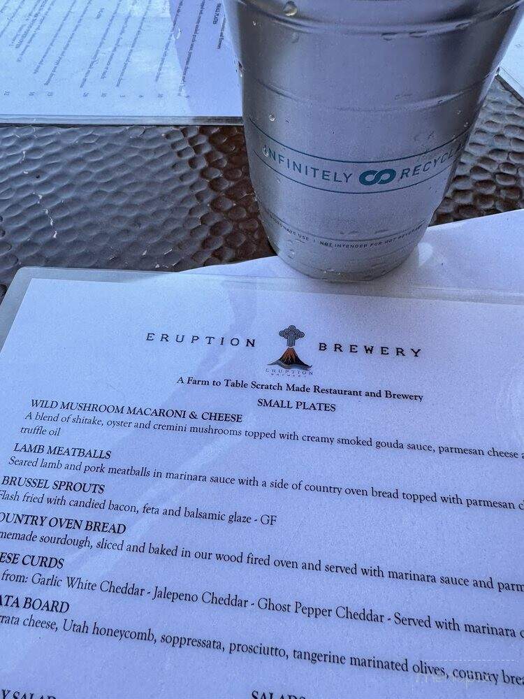 Eruption Brewing - Lava Hot Springs, ID menu_pic