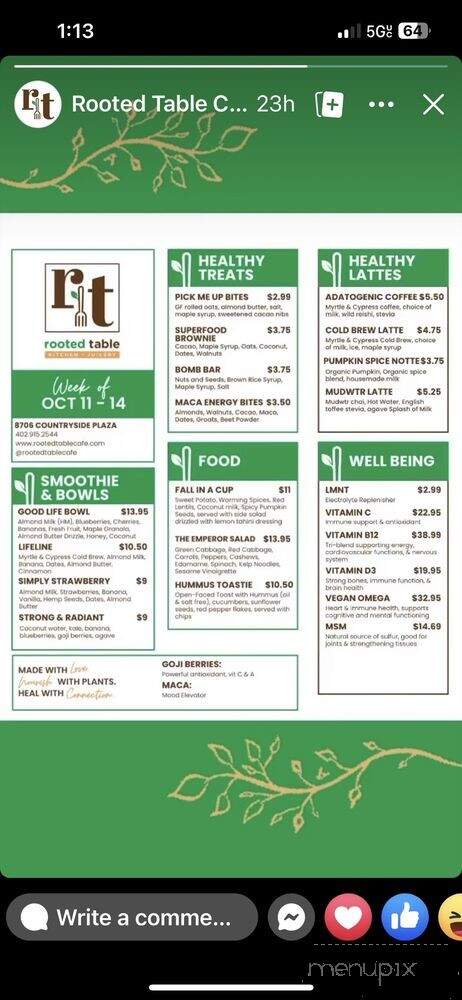 Rooted Table Kitchen & Juicery - Omaha, NE menu_pic