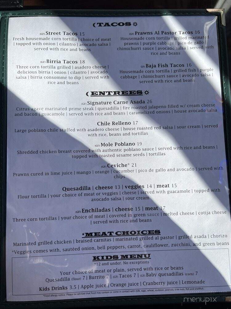 Casa Catrina - Olympia, WA menu_pic