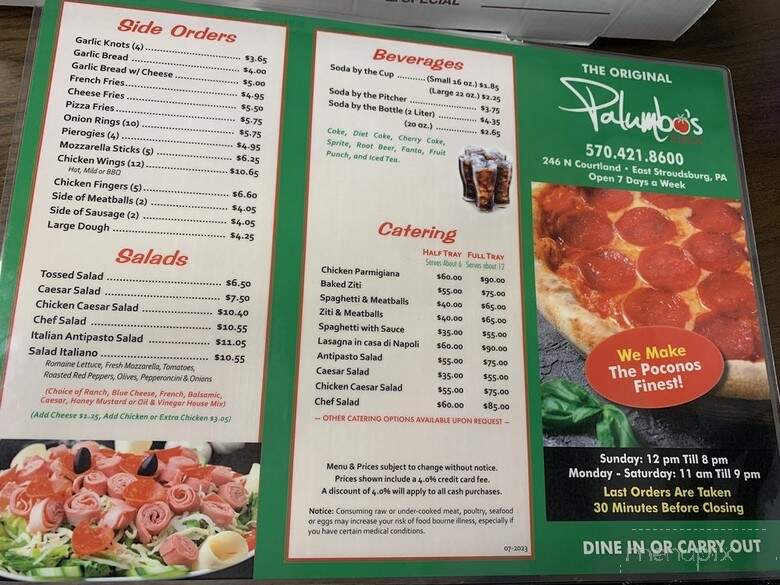 Palumbo's Pizza - East Stroudsburg, PA menu_pic