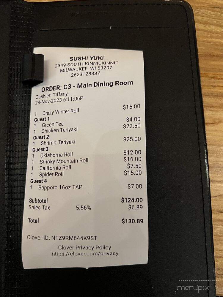 Sushi Yuki - Milwaukee, WI menu_pic