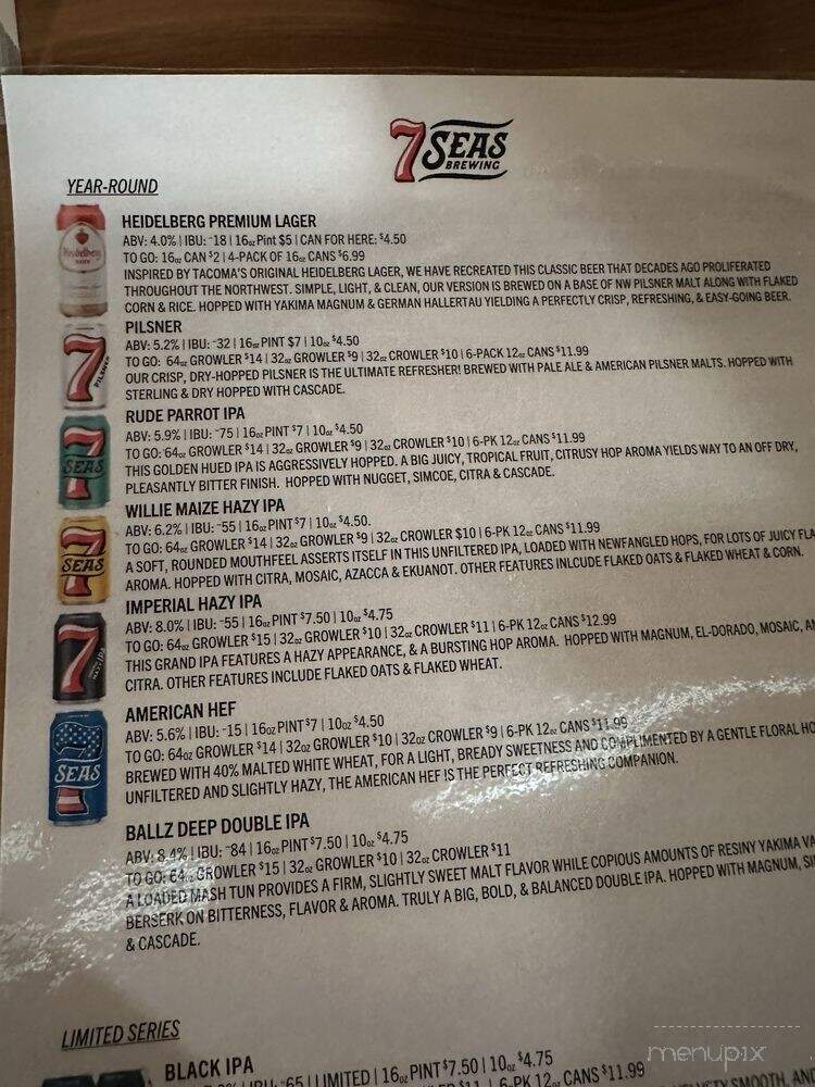 7 Seas Brewing - Gig Harbor, WA menu_pic