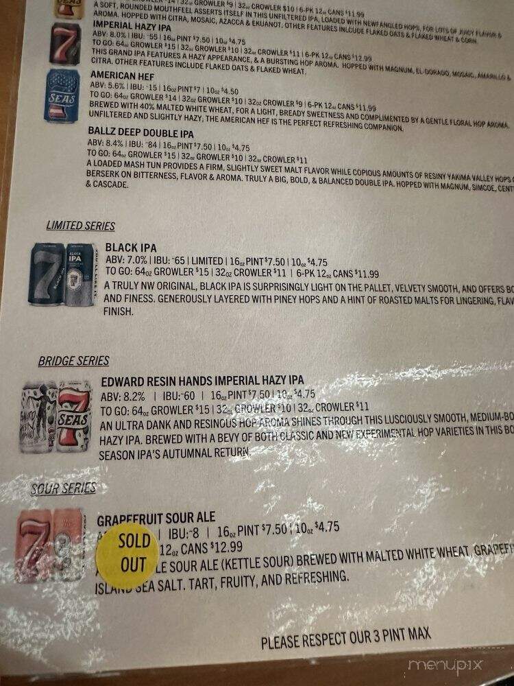 7 Seas Brewing - Gig Harbor, WA menu_pic