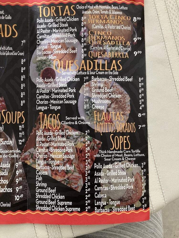 Cinco Hermanos - West Point, MS menu_pic