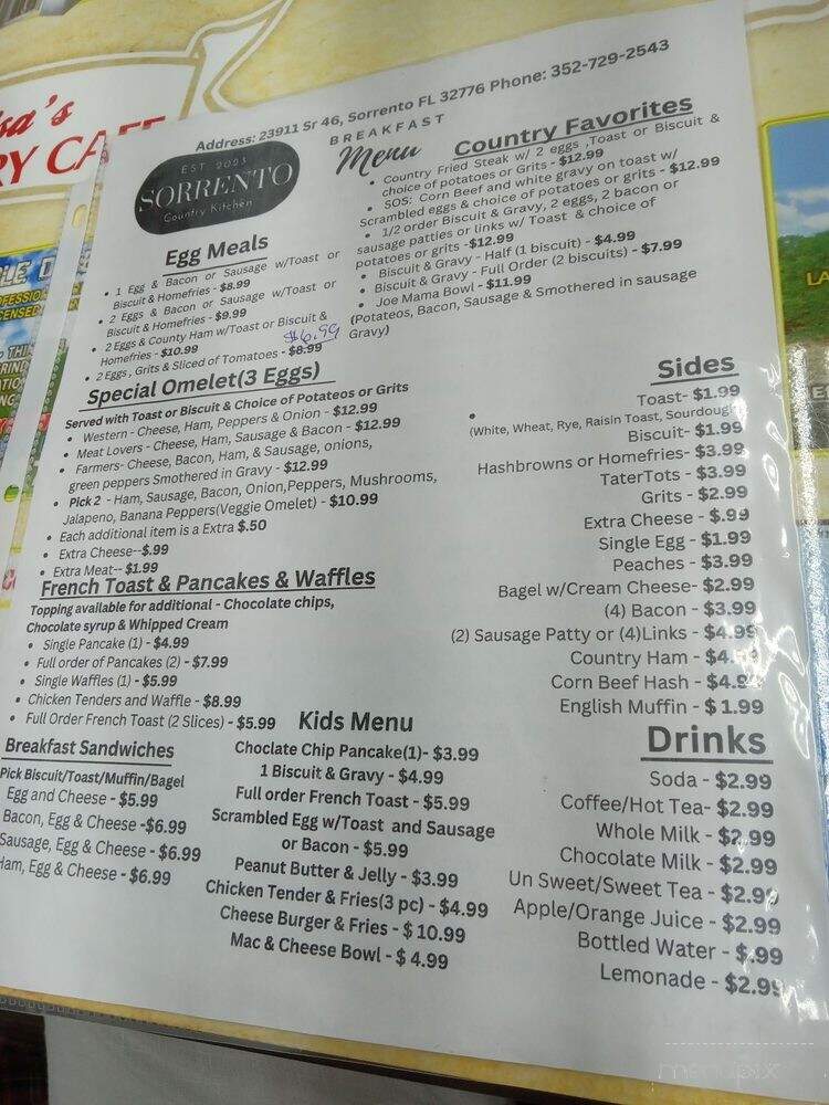 Sorrento Country Kitchen - Sorrento, FL menu_pic