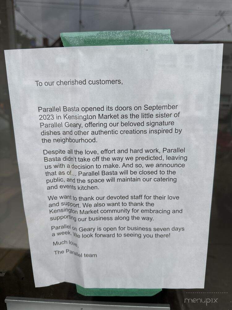 Parallel Basta - Toronto, ON menu_pic