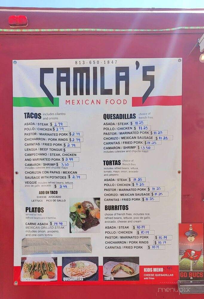Camila's Mexican Food - Tampa, FL menu_pic