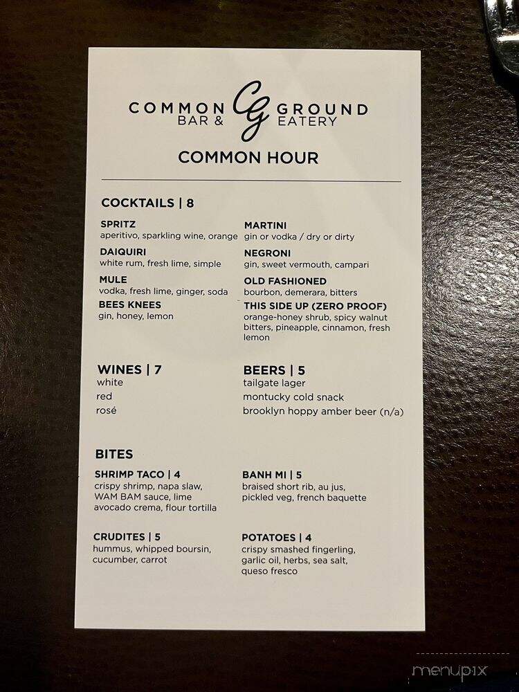 Common Ground Bar and Eatery - Nashville, TN menu_pic