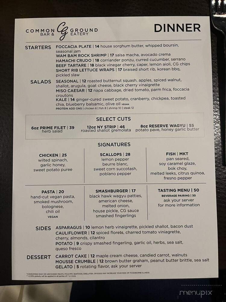 Common Ground Bar and Eatery - Nashville, TN menu_pic