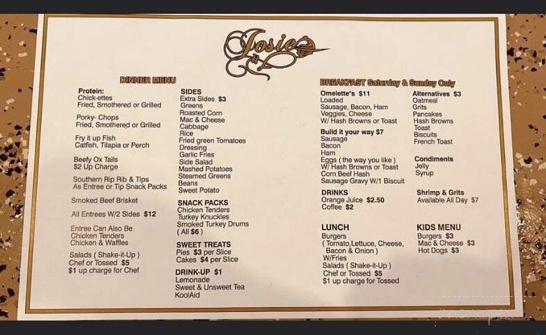 Josie's - Parchment, MI menu_pic