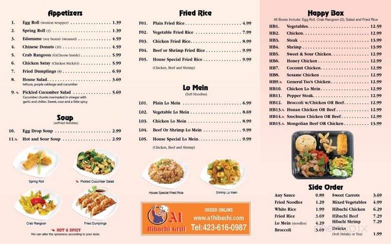A1 Hibachi Grill - Morristown, TN menu_pic