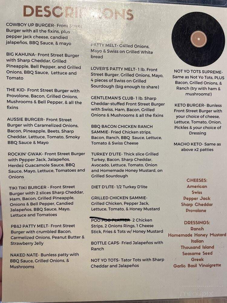 Front Street Burgers - Caldwell, TX menu_pic