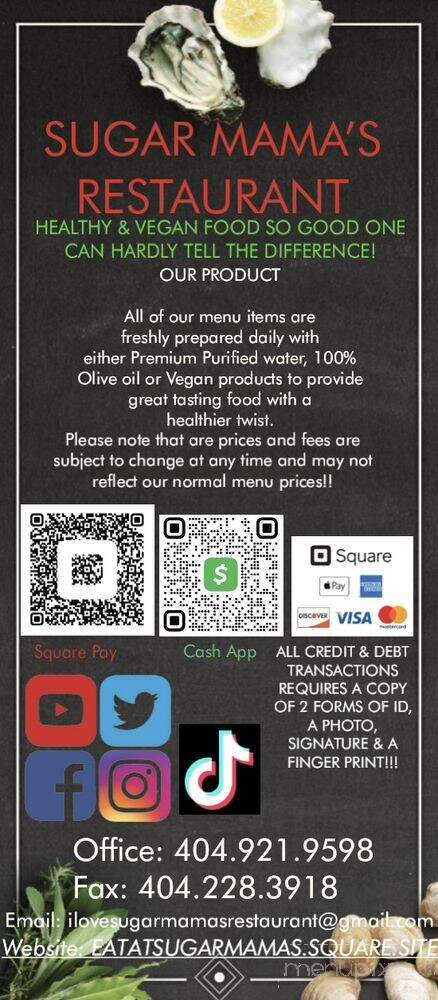 Sugar MaMa's Healthy Soul, Vegan & Seafood Restaurant - Stone Mountain, GA menu_pic