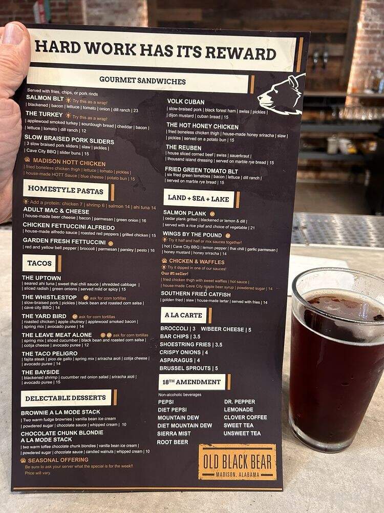Old Black Bear Brewing Company - Athens, AL menu_pic