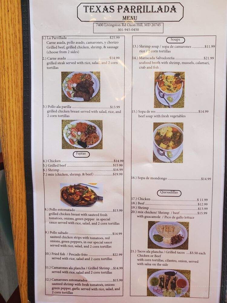 Texas Parrillada - Oxon Hill, MD menu_pic