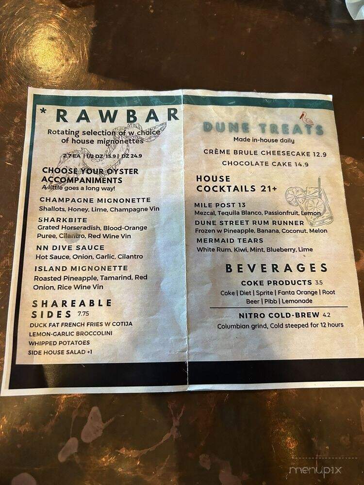 Dune Street RawBar & Grill - Nags Head, NC menu_pic