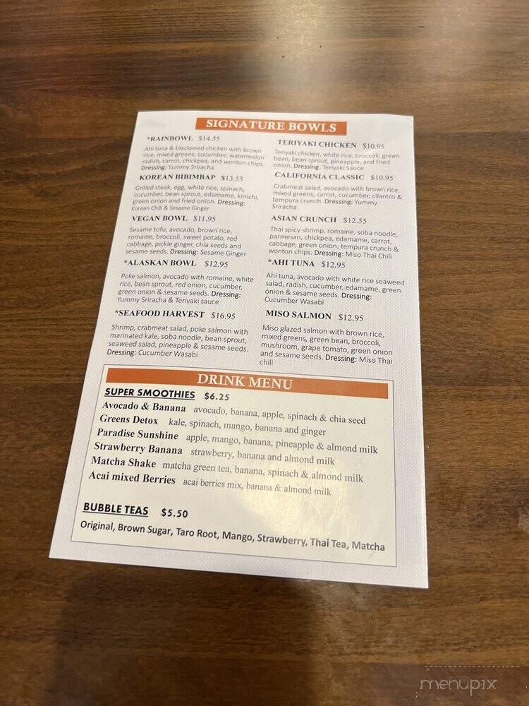 Rain Bowl 2 - Christiansburg, VA menu_pic