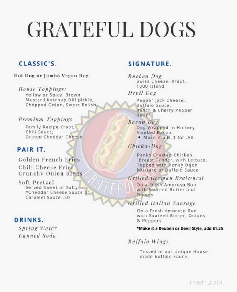 Grateful Dogs - Easton, PA menu_pic