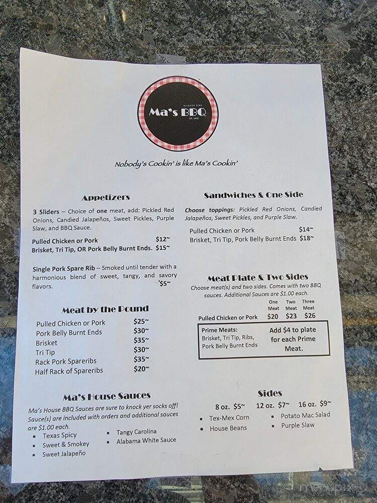 Ma's BBQ - Grants Pass, OR menu_pic