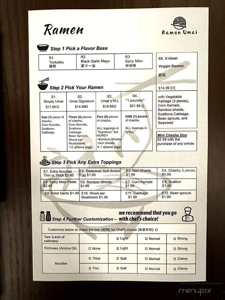 Ramen Umai - Philadelphia, PA menu_pic