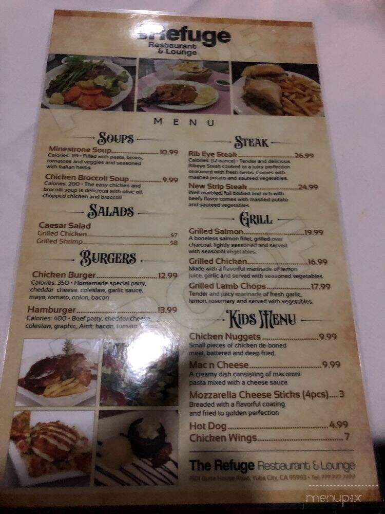 The Refuge Restaurant & Lounge - Yuba City, CA menu_pic