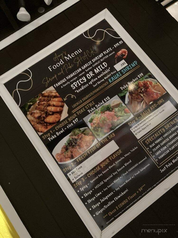 Amy's Shrimp and Poke Shack - Waikiki, HI menu_pic