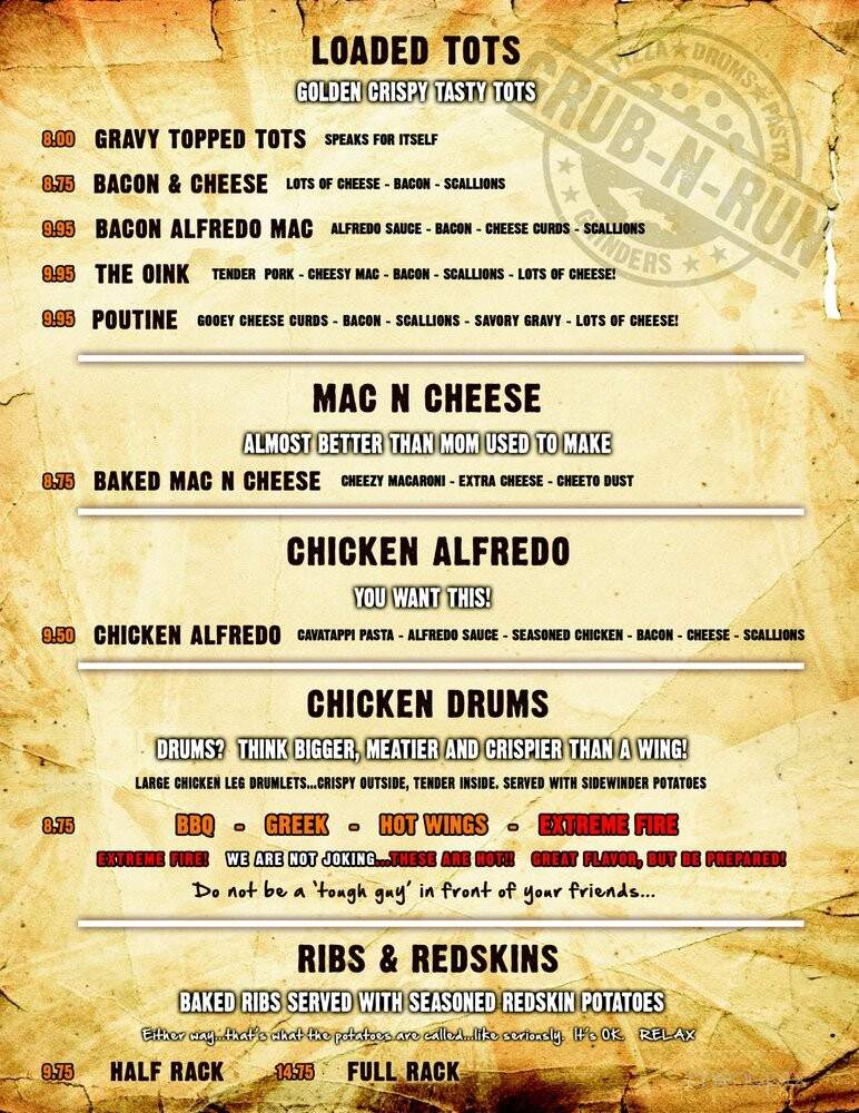 Grub N Run 906 - Iron Mountain, MI menu_pic