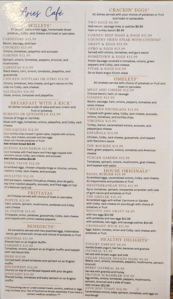Aries Cafe - Racine, WI menu_pic