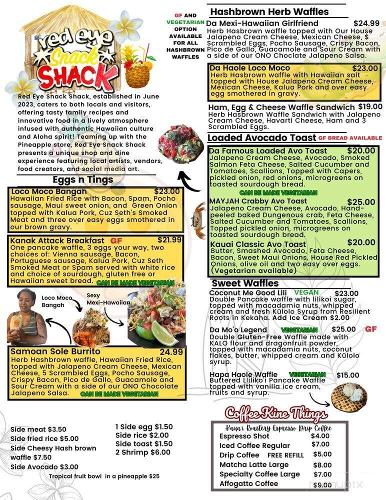 Red Eye Snack Shack - Lihue, HI menu_pic