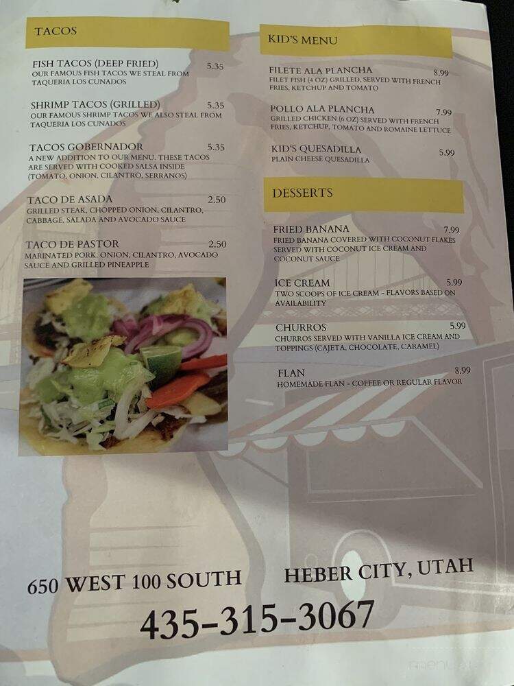 Mariscos Los Cunados - Heber City, UT menu_pic