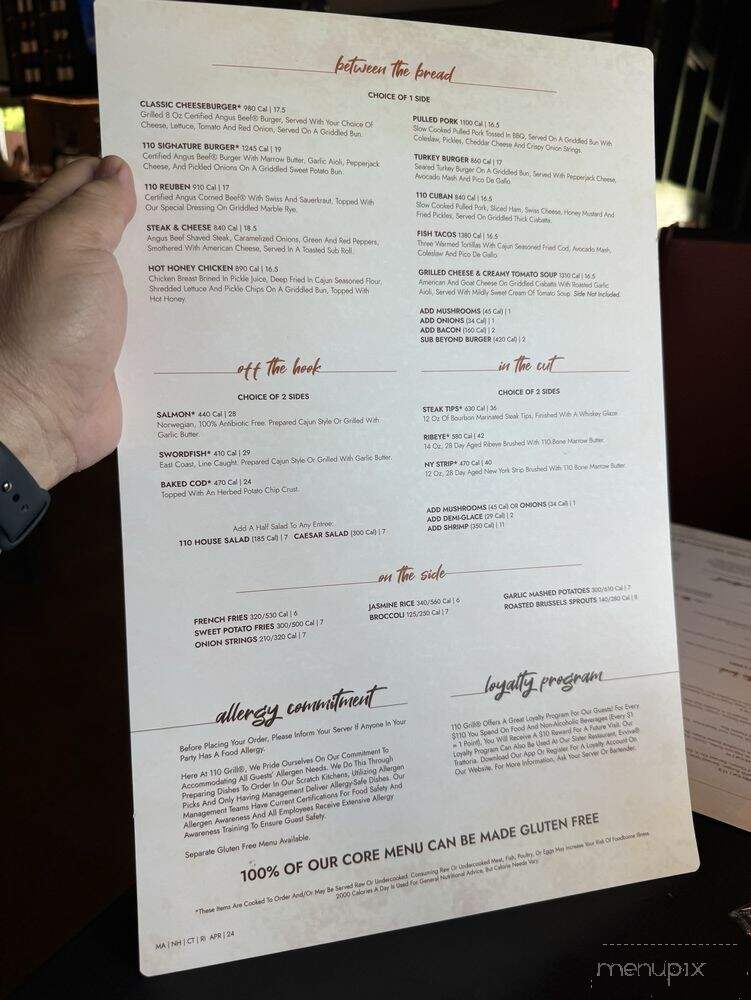 110 Grill - Lenox, MA menu_pic