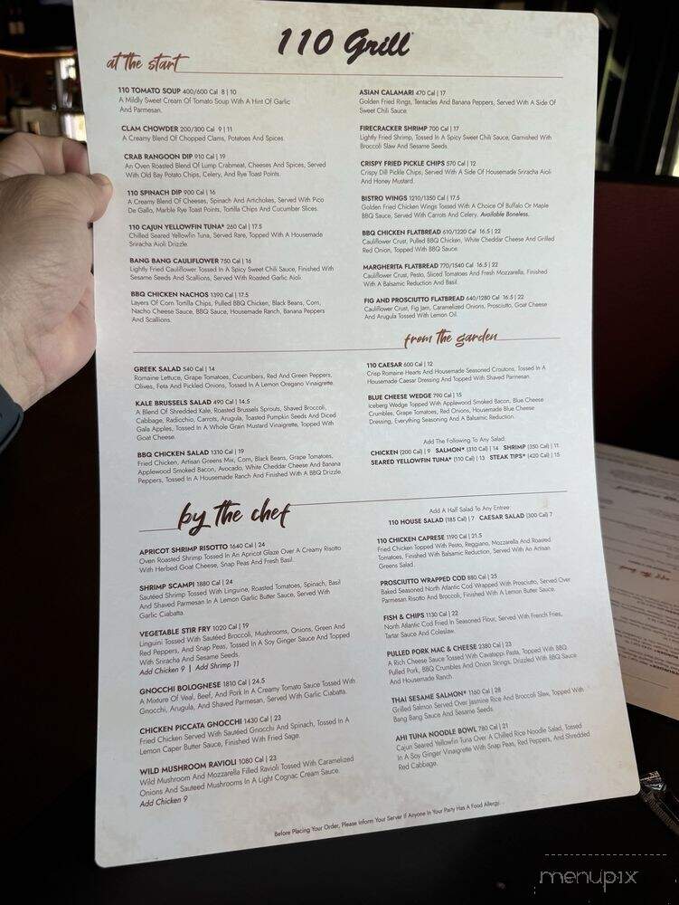 110 Grill - Lenox, MA menu_pic
