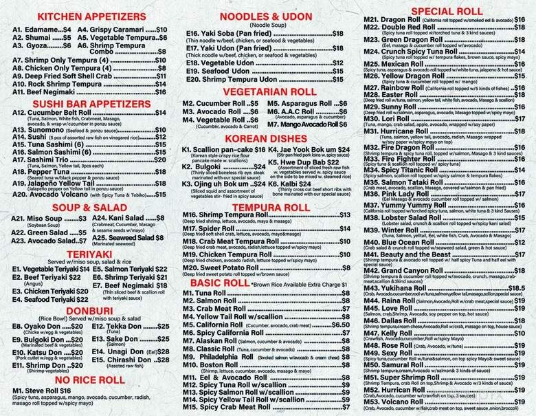 Yukihana Revolving Sushi - Plano, TX menu_pic