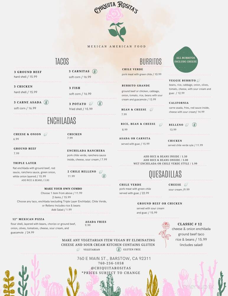 Chiquita Rositas - Barstow, CA menu_pic
