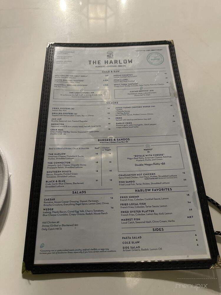 The Harlow - Charleston, SC menu_pic