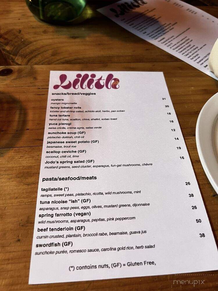 Lilith - Pittsburgh, PA menu_pic